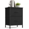 A black fabric drawer dresser with two drawers, placed on a white background. Produktbild-Vorschau