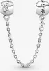 A silver safety chain for a bracelet, with two charms attached. Anteprima dell’immagine prodotto