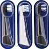 Three electric toothbrush heads in individual clear plastic packaging, arranged side-by-side against a white background. Produktbild-Vorschau