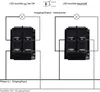 Diagram showing how to wire two double-pole switches with LEDs. Produktbild-Vorschau