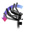 Close-up view of the handlebars and console of an exercise bike, with a gradient arrow indicating movement. Produktbild-Vorschau