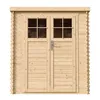 A front view of a wooden garden shed with double doors and windows. Náhľad obrázku produktu