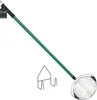 A product shot of a nut collector tool with a green handle and a wire basket, along with a small metal stand. Náhľad obrázku produktu