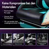 Collage showing material details of a gaming chair and its production process. Produktbild-Vorschau