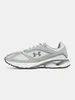 A side view of a single gray and white Under Armour sneaker against a white background. Produktbild-Vorschau