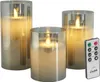 Candela Lights LED Kerzenglas 3er Set Grau Echtwachs inkl. Produktbild-Vorschau 1