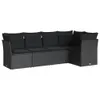 5-tlg. Garten-Sofagarnitur mit Kissen Schwarz Poly Rattan, Produktbild-Vorschau 2
