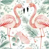 Küchenrückwand Spritzschutz Glas mit Motiv Flamingo Blätter Produktbild-Vorschau 3