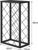 A black metal wine rack with dimensions indicated. Produktbild-Vorschau