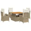 5-tlg. Garten-Essgruppe mit Kissen Beige Poly Rattan Produktbild-Vorschau 1