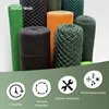 Several rolls of plastic mesh fencing in different colors are displayed, with icons and text below highlighting product features. Produktbild-Vorschau