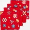 HOMESCAPES Stoffservietten rot Schneeflocken Set 4 tlg 100% Produktbild-Vorschau 1