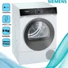 A Siemens washing machine with various feature icons and text overlays. Produktbild-Vorschau