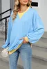 ASKSA Damen Sweatshirt Oversized Farbblock Rundhals Casual Produktbild-Vorschau 5