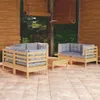 vidaXL 7-tlg. Garten-Lounge-Set mit Grauen Kissen Kiefer Produktbild-Vorschau 2
