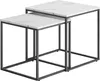 A set of two nesting tables with marble-look tops and black metal frames, presented against a white background. Produktbild-Vorschau