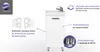 A white bathroom vanity with a sink and faucet, with callouts highlighting features. Podgląd zdjęcia produktu
