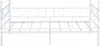 A white metal bed frame with a slatted base. Voir les images du produit
