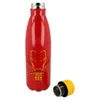 A red Ironman themed water bottle with its yellow cap next to it, on a white background. Podgląd zdjęcia produktu