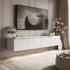 A modern living room with a wall-mounted TV and media console. Náhľad obrázku produktu