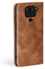 A brown flip cover phone case is shown against a white background. Produktbild-Vorschau