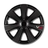A black car wheel cover with carbon fiber accents and a red VR logo. Produktbild-Vorschau