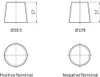 Technical drawings of battery terminals with dimensions. Produktbild-Vorschau