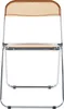 A front view of a transparent orange folding chair with a silver metal frame. Produktbild-Vorschau