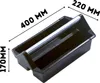 A black plastic tool carrier with a silver handle, shown with dimensions indicated by text and arrows. Podgląd zdjęcia produktu