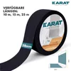 A roll of black tape is shown, with text indicating available lengths and dimensions. Produktbild-Vorschau