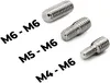 Three metal screws of different sizes are shown on a white background, with text labels indicating their thread sizes. Produktbild-Vorschau