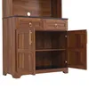 Merax hoge kast met werkblad, glazen vitrine met 2 lades en Productafbeelding-voorbeeld 10