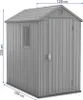 A grey storage shed with dimensions indicated. Náhľad obrázku produktu