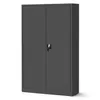 A closed, dark gray metal cabinet with two doors and a lock. Podgląd zdjęcia produktu