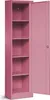 A pink metal cabinet with its door open, revealing five shelves. Podgląd zdjęcia produktu
