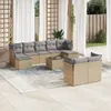 Design 10-tlg. Garten-Sofagarnitur mit Kissen Beige Poly Produktbild-Vorschau 1