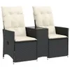 vidaXL Gartensofa 2-Sitzer Verstellbar mit Tisch Schwarz Produktbild-Vorschau 1