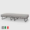 A folding bed with a mattress on a white background. Produktbild-Vorschau