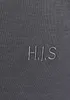 A close-up of gray fabric with embroidered text. Produktbild-Vorschau