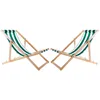 Two green and white striped deck chairs are shown against a white background. Voir les images du produit