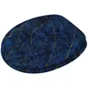 A toilet seat with a dark blue marble pattern and gold veins, presented on a white background. Produktbild-Vorschau