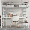 A loft bed with a desk and shelves underneath, set against a neutral wall. Podgląd zdjęcia produktu