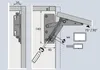 Diagram showing the installation and adjustment of a lift mechanism for a cabinet door. Produktbild-Vorschau