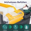 A close-up of a slush machine being filled with orange liquid, with instructional graphics at the bottom. Produktbild-Vorschau
