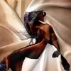 A brown horse is artfully draped and intertwined with flowing fabric, creating a dynamic and abstract composition. Produktbild-Vorschau