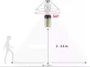 Diagram showing the detection range and rotation of a motion sensor lamp holder. Produktbild-Vorschau