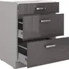 Küchen Unterschrank 60 cm Grau Hochglanz Vollauszug Produktbild-Vorschau 2