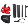 A red leaf blower with accessories laid out on a white background. Produktbild-Vorschau