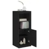 A black cabinet with an open door, displaying books and decorative vases. Anteprima dell’immagine prodotto