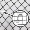 A close-up view of black netting with a magnified inset showing dimensions. Podgląd zdjęcia produktu